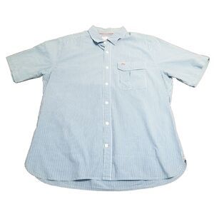 Simms Shirt Men's Size XL Blue Gingham Plaid Fishing Short Sleeve 100% Cotton